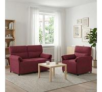 vidaXL Set di divani 2 pz Rosso Vino Tessuto
