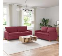 vidaXL Set di divani 2 pz Rosso Vino Tessuto