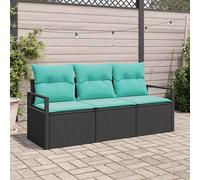 vidaXL Set di divani 3 pcs Nero polyrattan