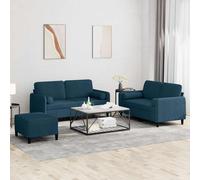 vidaXL Set di Divani 3 pz con Cuscini Blu in Velluto