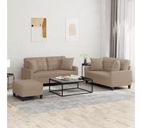 vidaXL Set di Divani 3 pz con Cuscini Cappuccino in Similpelle