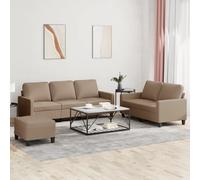 vidaXL Set di Divani 3 pz con Cuscini cappuccino in Similpelle