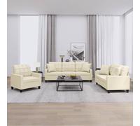 vidaXL Set di Divani 3 pz con Cuscini Crema in Similpelle