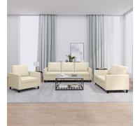 vidaXL Set di Divani 3 pz con Cuscini crema in Similpelle