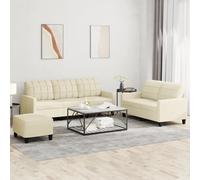 VidaXL Set di Divani 3 pz con Cuscini crema in Similpelle