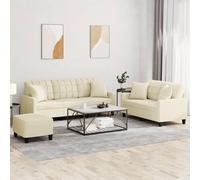 vidaXL Set di Divani 3 pz con Cuscini Crema in Similpelle