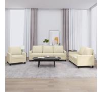 vidaXL Set di Divani 3 pz con Cuscini crema in Similpelle