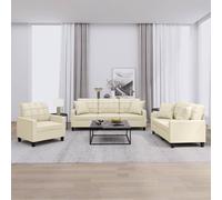 VidaXL Set di Divani 3 pz con Cuscini Crema in Similpelle