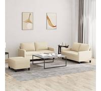 vidaXL Set di Divani 3 pz con Cuscini Crema in Tessuto