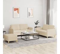 vidaXL Set di Divani 3 pz con Cuscini Crema in Tessuto