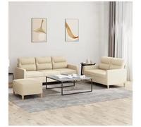VIDAXL - Set Di Divani 3 Pz Con Cuscini Crema In Tessuto