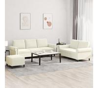 vidaXL Set di Divani 3 pz con Cuscini Crema in Velluto