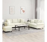 vidaXL Set di Divani 3 pz con Cuscini Crema in Velluto
