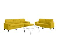 vidaXL Set di Divani 3 pz con Cuscini e Rinforzi Giallo in Velluto