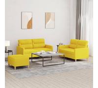 vidaXL Set di Divani 3 pz con Cuscini Giallo Chiaro in Tessuto