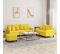 vidaXL Set di Divani 3 pz con Cuscini Giallo Chiaro in Tessuto