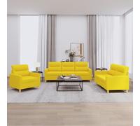vidaXL Set di Divani 3 pz con Cuscini Giallo Chiaro in Tessuto