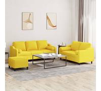 vidaXL Set di Divani 3 pz con Cuscini Giallo Chiaro in Tessuto
