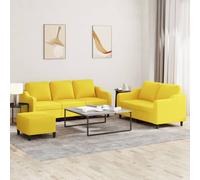 vidaXL Set di Divani 3 pz con Cuscini Giallo Chiaro in Tessuto