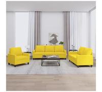 VIDAXL - Set Di Divani 3 Pz Con Cuscini Giallo Chiaro In Tessuto
