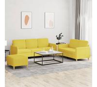 vidaXL Set di Divani 3 pz con Cuscini Giallo Chiaro in Tessuto