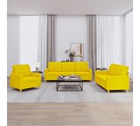 VidaXL Set di Divani 3 pz con Cuscini Giallo Chiaro in Tessuto