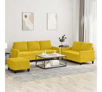 vidaXL Set di Divani 3 pz con Cuscini giallo in Velluto