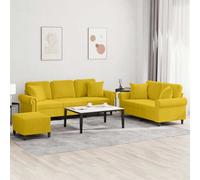 vidaXL Set di Divani 3 pz con Cuscini Giallo in Velluto