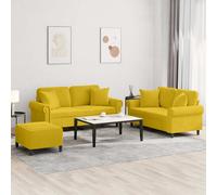 vidaXL Set di Divani 3 pz con Cuscini Giallo in Velluto