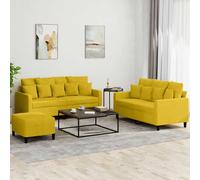 vidaXL Set di Divani 3 pz con Cuscini giallo in Velluto