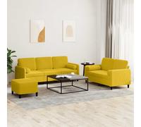 vidaXL Set di Divani 3 pz con Cuscini Giallo in Velluto