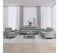 vidaXL Set di Divani 3 pz con Cuscini Grigio Chiaro in Tessuto