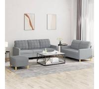 vidaXL Set di Divani 3 pz con Cuscini Grigio Chiaro in Tessuto