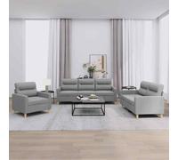VIDAXL - Set Di Divani 3 Pz Con Cuscini Grigio Chiaro In Tessuto