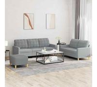 vidaXL Set di Divani 3 pz con Cuscini Grigio Chiaro in Tessuto