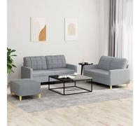 vidaXL Set di Divani 3 pz con Cuscini Grigio Chiaro in Tessuto