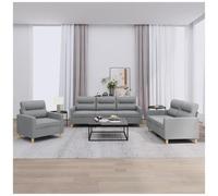 vidaXL Set di Divani 3 pz con Cuscini Grigio Chiaro in Tessuto