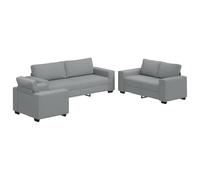 vidaXL Set di Divani 3 pz con Cuscini Grigio Chiaro in Tessuto, divano, divano seduta, divano relax, divano comfort, sedia tv