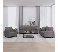 vidaXL Set di Divani 3 pz con Cuscini Grigio in Similpelle