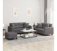 vidaXL Set di Divani 3 pz con Cuscini Grigio in Similpelle