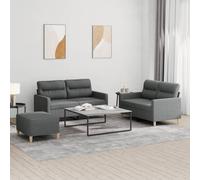 vidaXL Set di Divani 3 pz con Cuscini Grigio Scuro in Tessuto