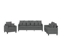 vidaXL Set di Divani 3 pz con Cuscini Grigio Scuro in Tessuto