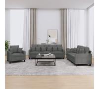 vidaXL Set di Divani 3 pz con Cuscini Grigio Scuro in Tessuto