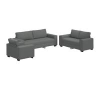 vidaXL Set di Divani 3 pz con Cuscini Grigio Scuro in Tessuto, divano, divano seduta, divano relax, divano comfort, sedia tv