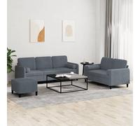vidaXL Set di Divani 3 pz con Cuscini Grigio Scuro in Velluto