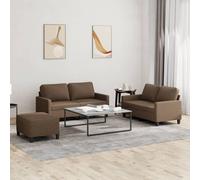 vidaXL Set di Divani 3 pz con Cuscini Marrone in Tessuto