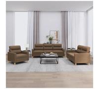 VIDAXL - Set Di Divani 3 Pz Con Cuscini Marrone In Tessuto