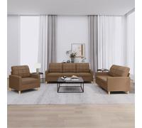 vidaXL Set di Divani 3 pz con Cuscini Marrone in Tessuto