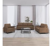 vidaXL Set di Divani 3 pz con Cuscini Marrone in Tessuto