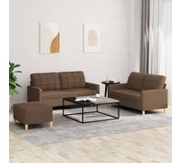 vidaXL Set di Divani 3 pz con Cuscini Marrone in Tessuto